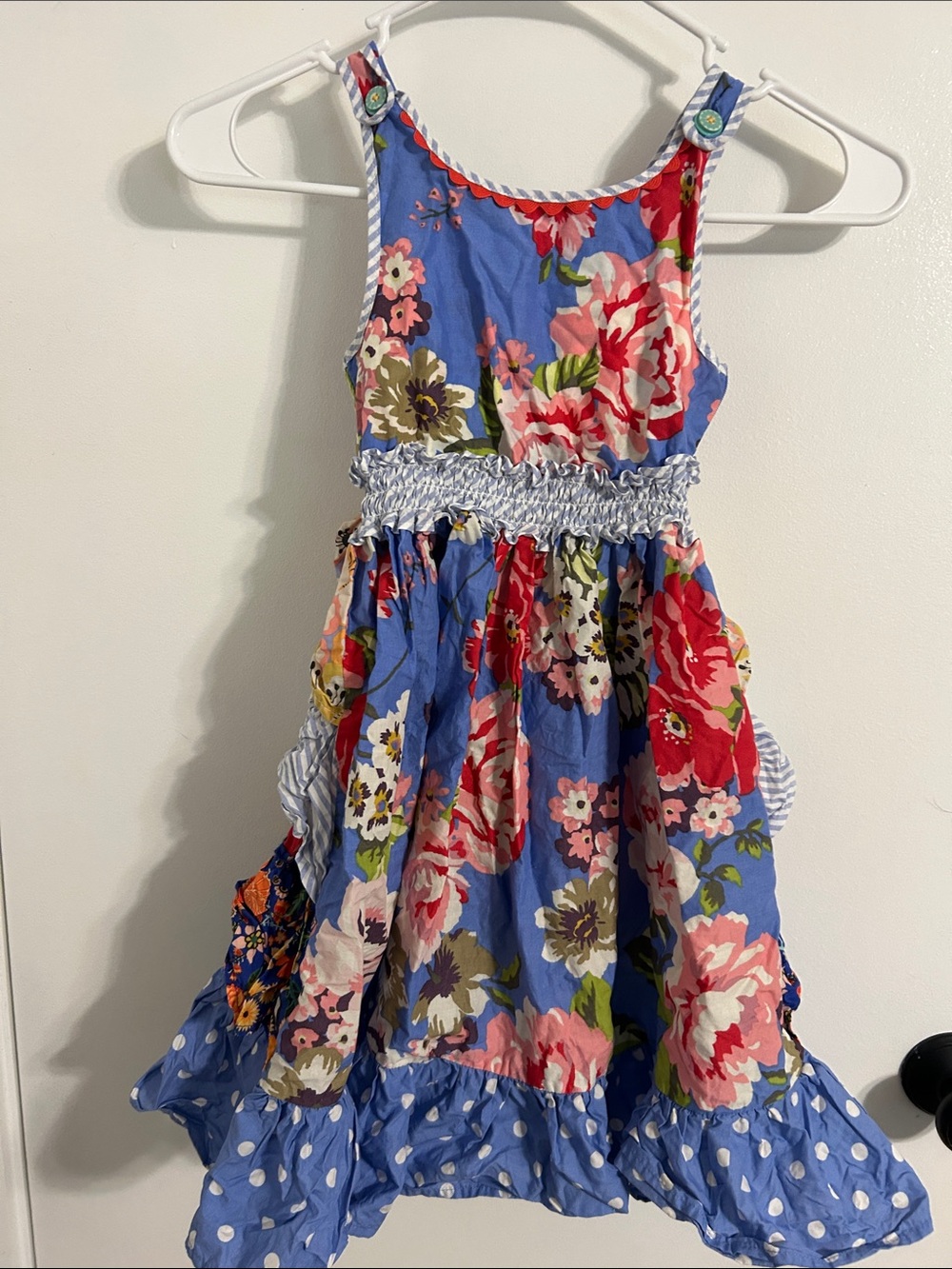Matilda Jane Blue Floral Sundress with Pink & Red Blooms